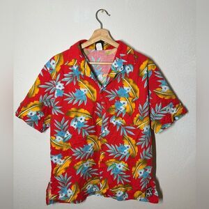 Vtg Zuma Beach Jantzen Mens Floral Camp Button Shirt USA Large
